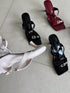 Square Open Toe Double Straps Heel